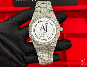 AARVA JEWELS นาฬิกาข้อมือแฟชั่นสำหรับทุกเพศ ตัวเรือนสแตนเลสทรงไม่สมมาตร หน้าปัดกระจกโมอิสซาไนต์หรูหรา ขนาด 38 มม. ระบบควอตซ์อะนาล็อก - Product Image 1
