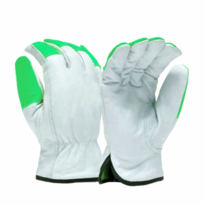 Gants de sécurité confortables en cuir de chèvre robuste, résistants à la chaleur, antidérapants, avec manchette élastique pour la construction et le jardinage quotidiens - Product Image 3
