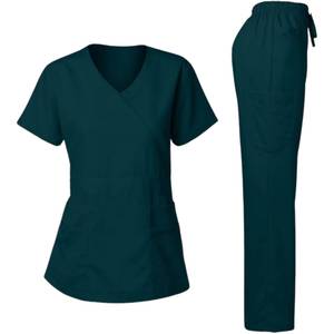 Ensemble de tenues chirurgicales médicales d'hôpital : Blouse à col en V et pantalon droit en mélange de coton respirant – Vente en gros - Product Image 5