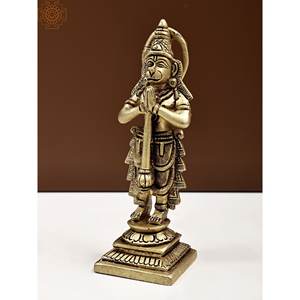 รูปปั้นชาวชรียมหนุมาน6นิ้วทำด้วยมือในนามัสคารามูดรารูปปั้นทองเหลืองผลิตในอินเดีย - Product Image 3