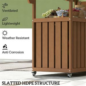 Carrello Bar da Esterno Marrone con Armadietto e Ripiano per Isola Cucina - Product Image 2