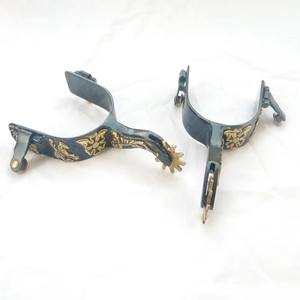 เดือยขี่ม้าแบบตะวันตกสำหรับมืออาชีพ พร้อมลวดลายดอกไม้เคลือบเงิน - Product Image 2
