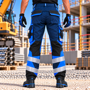 100% Cotton Men's Reflective Safety <b>Work</b> Trousers Customizable Logo <b>Cargo</b> <b>Pants</b> for Construction and Mining - Product Image 3