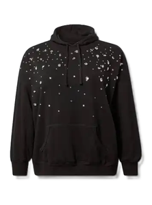 Sudadera con Capucha y Cremallera Azul Claro con Pedrería, Unisex, Oversize, Casual, de Forro Polar, 100% Algodón, Invierno, Ecológica, Transpirable - Product Image 6