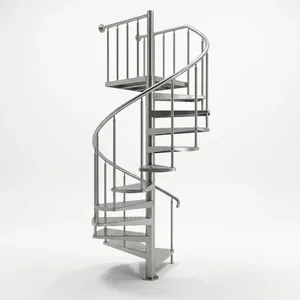 Escalera Espiral de Acero Inoxidable con Barandilla Metálica, Diseño Industrial para Interiores, Hogar u Oficina, Construcción Duradera - Product Image 6