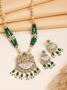 Ensemble collier et boucles d'oreilles en alliage de zinc plaqué or rose avec zircon pour femmes, bijoux de fête, tendance mode - Product Image 6