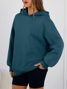 Sudadera con Capucha Oversize Cómoda y Suave para Uso Diario, Antiencogimiento, Deportiva, de Primera Clase, Ajustable, de Color Sólido para Mujer - Product Image 1