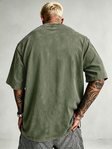 Camisetas de Hombre con Lavado Ácido y Logotipo Personalizado al Por Mayor, 100% Algodón Transpirable, Alta Calidad, Largo Extendido, Servicio OEM - Product Image 2