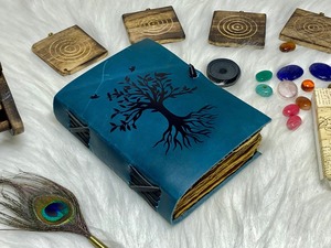 Vedant <b>Leather</b> Diary Tree Design Blue Cover Hardcover Journal with Spiral Binding 100 <b>Sheets</b> for Gift - Product Image 4