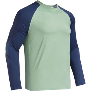 Chemise de pêche à manches longues pour garçons, imprimé animalier, vert menthe et bleu marine, color block, UPF 50, respirante, séchage rapide, protection solaire - Product Image 4