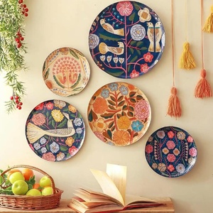 Round Floral Bird <b>Wall</b> <b>Plate</b> <b>Decorative</b> Serving Tray Polished Metal Hanging Platter Home Wedding Decor - Product Image 1