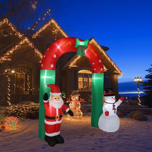 8ft Feestelijke Boog Decoratie Met Santa Sneeuwman 7 Lichten Opblaasbare Outdoor Vakantie Werf Decoraties - Product Image 2