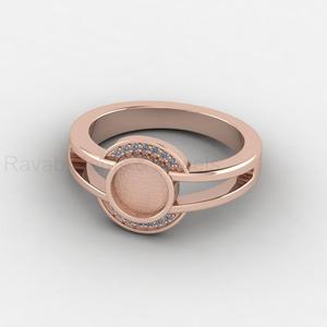 Bague en argent 925 de qualité supérieure, plaqué or 14 carats, avec sertissage cabochon rond de 7 mm et accent CZ, pour bijoux DIY en résine et souvenirs - Product Image 3