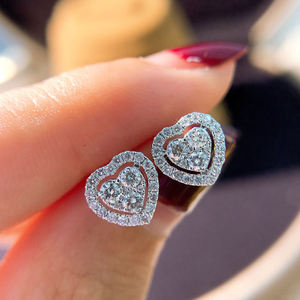 Pendientes de Diamantes con Corte Corazón, Unisex, Bonitos, Vintage, para Uso Diario, Regalo, Joyería, Piedra Natural, Chapado en Oro de 14K, Certificado IGI - Product Image 3