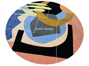 Alfombra Redonda Abstracta Orbit – Lana de Nueva Zelanda Hecha a Mano |   Alfombra Moderna de Diseño Artístico - Product Image 1