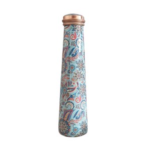 Bouteille d'eau en cuivre pur martelé avec motif à pois dorés, anti-fuite, bienfaits ayurvédiques et idéale pour les cadeaux - Product Image 2