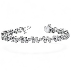 สร้อยข้อมือเพชรทรงกลมแบบฝังขอบทอง 14K สไตล์เหนือกาลเวลา - Product Image 1