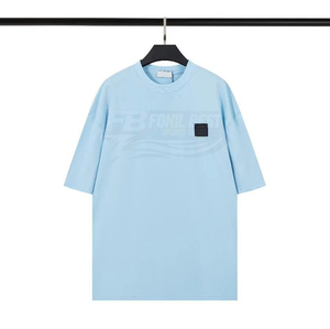 FONILBEST เสื้อยืดแขนสั้นผู้ชายสีขาวพิมพ์ลายตัวอักษร O-Neck Casual Jersey Cotton Breathable Fit - Product Image 2