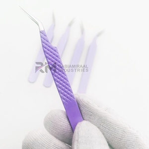 Pinzas para Pestañas RABIAMIRAAL INDUSTRIES de Acero Inoxidable con Punta Suave, Curvadas de Precisión, Antimagnéticas, Mango Recubierto en Morado de 10 mm - Product Image 6