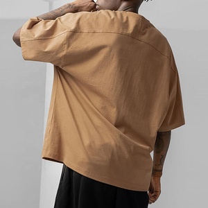 T-shirt Homme Oversize 100% Coton OEM en Gros, Impression DTG, Logo Personnalisé, T-shirt Vintage Lourd Délavé à l'Acide, Effet Vieilli - Product Image 4
