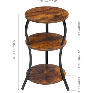 LINEA LE-F0046 Multitier Contemporary Modern Bedside <b>Table</b> with Metal Frame and Wood Top Small <b>Sofa</b> <b>Side</b> End <b>Table</b> - Product Image 5