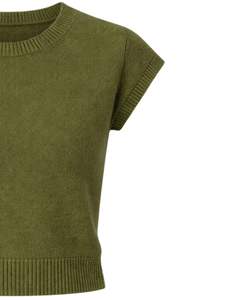 Suéter de Punto sin Mangas para Mujer, Color Verde Oliva, Personalizado, Suave y Ligero, Cuello Redondo, Informal, Chaleco de Verano, Elegante y Moderno - Product Image 3