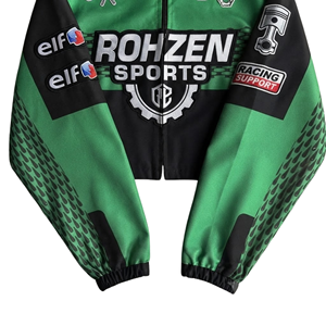 Custom Unisex Racing Motorcycle <b>Bomber</b> <b>Jacket</b> Full Zip Windbreaker % Cotton <b>Summer</b> Embroidered Logo Streetwear Motorsport - Product Image 6