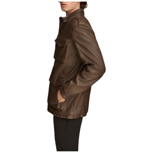 Avirex Men's Cow Skin Leather Eco-Friendly <b>Reversible</b> Breathable Bomber <b>Jacket</b> Waterproof Windproof Vintage Style Single Button - Product Image 1
