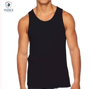 Index Apparel Men's <b>Black</b> O-Neck Sleeveless <b>Tank</b> <b>Top</b> Knitted Solid Color Casual Wear - Product Image 1
