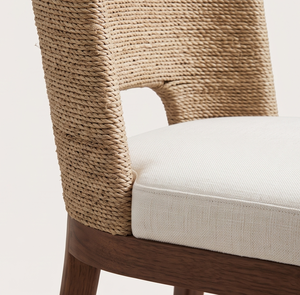 Chaise de bar moderne en rotin rembourrée avec pieds en bois, style côtier, mobilier pour la maison - Product Image 6