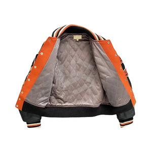2022 Trendy Design Plus Size Crop Top Unisex Varsity Letterman Bomber Jacket Basket Ball College Chenille Embroidery logo Jacket - Product Image 3