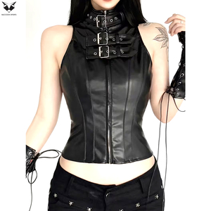 Chaleco de Cuero Estilo Club para Mujer, Color Negro, Sexy, Sin Mangas, Chaqueta de Cuero PU, Ropa de Fiesta, Ropa de Noche, Prenda Exterior, Venta al Por Mayor - Product Image 3