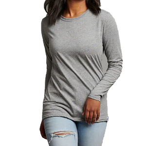 T-shirt basique à manches longues personnalisé pour femme, 100 % coton, col rond, décontracté, respirant, vente en gros, collection été 2026 - Product Image 4