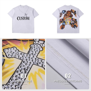 Custom Cross Print Short Sleeve T-Shirt <b>Men</b> Street Style Cotton O-Neck Jersey Fit - Product Image 5