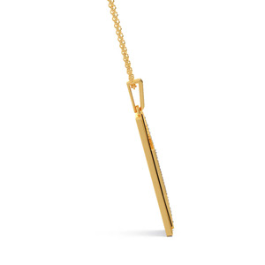 Collier pendentif en forme de bloc rectangulaire géométrique en émail noir avec diamant - Product Image 3