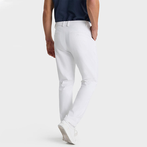 Pantalon de golf décontracté blanc uni pour homme, taille élastique boutonnée, en tricot Spandex/Nylon respirant, anti-transpiration, séchage rapide, extensible dans quatre directions - Product Image 2