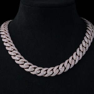 Cadena Cubana Miami Iced Out de Plata 925 de 10K, Collar de Eslabones Iced Out con Pavé de Mosaico de 14mm, Moissanita de 60ct, Caja de Seguridad, Joyería para Hombre, Fábrica B2B - Product Image 1
