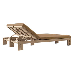Chaise longue double en teck, cadre écologique, dossier réglable, mobilier haut de gamme pour extérieur, bord de piscine, villa, personnalisable - Product Image 5
