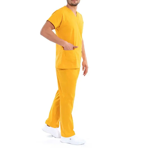 Hospital Medical Men's <b>Doctor</b> Scrub Suits Stretchy Nursing Surgical Scrub Uniforms <b>Sets</b> with Knitted Fabric for Men - Product Image 3