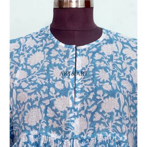 Elegante Blusa Midi de Algodón Estampada Estilo Vintage Casual para Mujer, Ligera, con Silueta en A Natural, Ideal para Verano e Invierno - Product Image 3