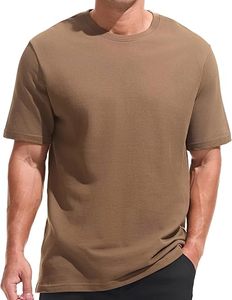 เสื้อยืดคอกลมแขนสั้นทรงหลวมผ้าฝ้ายแท้ 100% ผลิตในปากีสถาน สีพื้น สำหรับผู้ชาย ใส่สบายๆ ในฤดูร้อน - Product Image 1