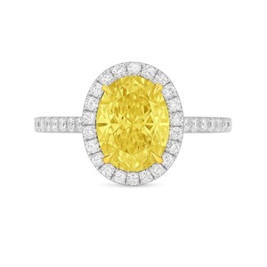 Anillo de Compromiso con Halo y Diamante Ovalado Amarillo de 1.50ct, Cultivado en Laboratorio, Diseño Moderno, Oro Blanco de 14K, Certificado IGI, Fino - Product Image 2