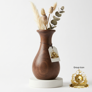 Vase à fleurs en bois massif naturel, fait main, en noyer lisse, centre de table minimaliste, vase de réception d'hôtel, vente en gros - Product Image 4