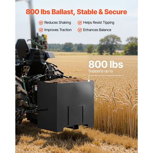 Caja de lastro para remolque agrícola, 3 puntos, categoría 1, capacidad de 800 lb, acero de alta resistencia con receptor de enganche de 2 pulgadas, 5 pies - Product Image 4