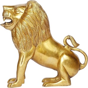 Pure Brass Lion Figurine Small <b>Vintage</b> Lion Statue Solid Brass Decorative Sculpture for Home Office <b>Desk</b> Shelf Decoration - Product Image 4