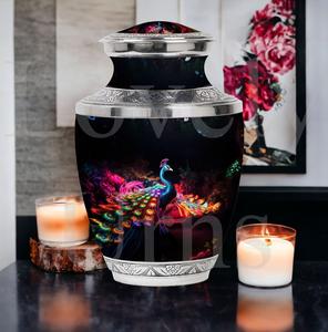 Urna Funeraria Decorativa con Diseño de Pavo Real, para Cenizas Humanas, Recuerdo Conmemorativo para Adultos - Product Image 4