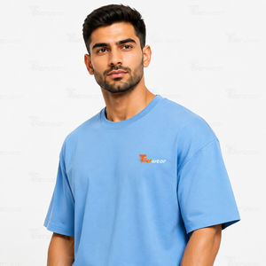 เสื้อยืดโอเวอร์ไซส์ลายกราฟิกสำหรับผู้ชาย ผ้าฝ้ายพิมพ์ลายได้ คอกลม แขนสั้น ทรงหลวม ไหล่ตก - Product Image 6