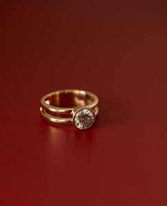 Gold Color Double Band Moissanite Engagement <b>Ring</b> Invisible Setting Women <b>Fine</b> Jewelry GiftYellow Gold Round Diamond Engagement - Product Image 2