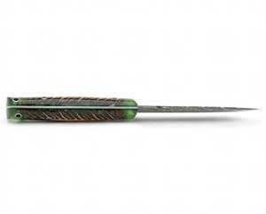 Custom Handcrafted Twist Damascus Steel Outdoor Utility Tool Green Epoxy Resin <b>Pinecone</b> Handle - Product Image 5