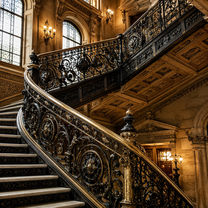 Antique Black Gold Wrought Iron Stair <b>Railing</b> Ornamental Balustrade Luxury Interior Handrail Design for Villa Hotel - Product Image 2